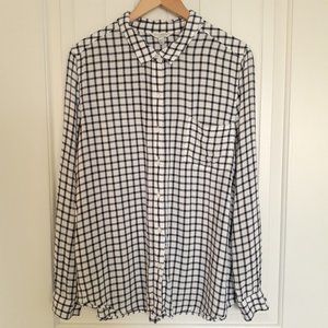 Lucky Brand Classic One Pocket Button Up Long Sleeve Black/White Check Size XL